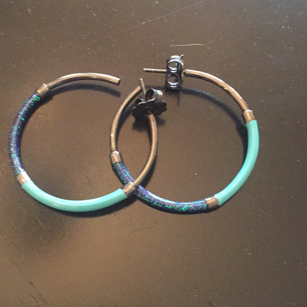 Earrings   Covered in turquoise enamel